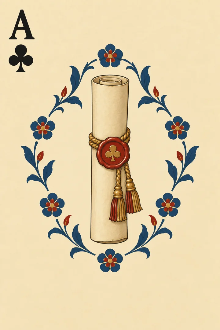 The letter: the ace of clubs, painted for the game